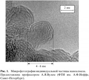 Микрофотография индивидуальной частицы наноалмаза
